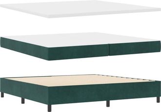 vidaXL Box Spring Bed with Mattress Dark green 200 x 200 cm Velvet vidaXL