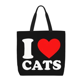 Generic Women Handbag I Love Cat Tote Bag Reusable Folding Ladies Purse, For Christmas, Daily, Gym, School, Holiday