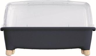 Prosperplast Huerto domestico/Jardinera baja, con tapa de policarbonato para proteger tus plantas l Respana Planter Wood Low Set de plástico en