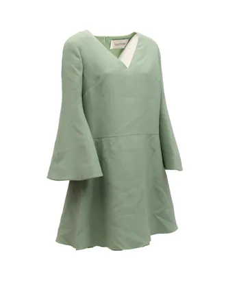 Valentino Garavani V-Neck Bell-Sleeve Dress - Green
