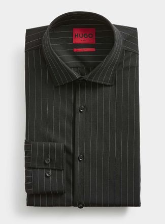 HUGO BOSS Mens Banker-stripe black shirt Slim fit