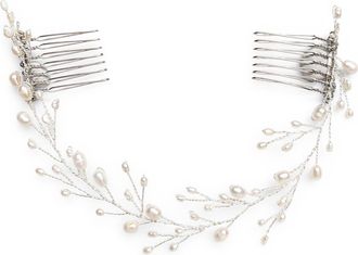 Brides & Hairpins Leona Pearl & Crystal Halo Comb in Silver at Nordstrom
