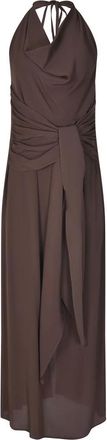 Federica Tosi Crepe Maxi Jurk - Dames - Maxi kleedjes - Bruin - L - Kleedjes