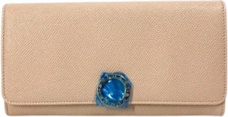 Bulgari Pre-owned Wallets, female, Beige, Size: ONE SIZE Pre-owned Vintage Long Wallet (bi-fold)