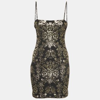 Alice & Olivia Alice + Olivia Black Floral Foil Print Fifi Mini Dress