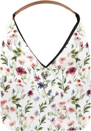 Generic Floral Print Reusable Lightweight Grocery Bags - Foldable Into Compact Pouch, Washable & Sturdy, Multipurpose for Shopping and Travel