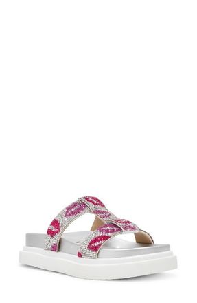 Betsey Johnson Billy Metallic Flatform Slide Sandal in Multi Lips at Nordstrom, Size 7.5
