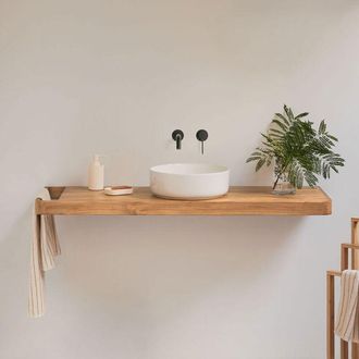 Sklum Conjunto De Mueble De Ba&ntilde;o 130x45 Cm Suspendido En Madera De Teca Neill Sklum