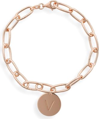 Meshmerise Initial Disc Charm Bracelet in Rose-V at Nordstrom Rack
