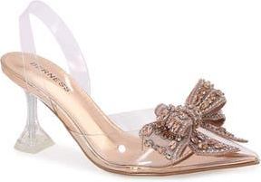 Berness Nina Rhinestone Bow Clear Kitten Heel Pump in Bronze at Nordstrom Rack, Size 7.5