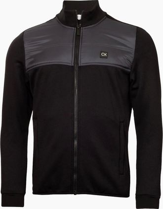 Calvin Klein Mens Solid Patterned Full Zipper Ribbed Cuff Zipped Pocket Jacket - Black - Size: Regular/42