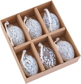Ballard Designs Confetti Glass Easter Eggs - Set of 6 - White - Ballard Designs