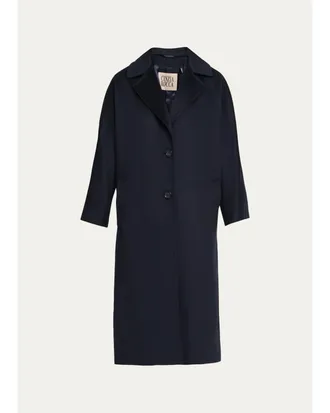 Cinzia Rocca Long Two-Button Notch-Collar Wool Coat, Midnight