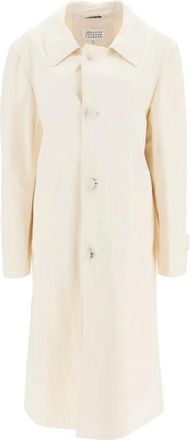 Maison Margiela Katoenen Jas met Knoopsluiting - Dames - Mantel - Wit - XS - Katoen - Jassen