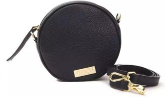 Pompei Donatella Womens Round Leather Crossbody Circle Bag Style - Black - One Size