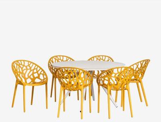 Sklum Sklum - Set tavolo rotondo in alluminio Valerie (&Oslash;125 cm) e 6 sedie da giardino Ores