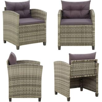 vidaXL Sedia da Giardino con Cuscini in Polyrattan Grigio - Sedie da esterno - Sedie da patio