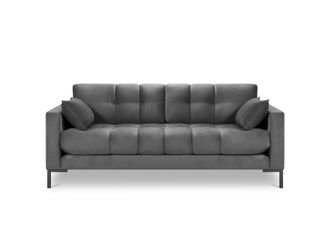 BLOOMINGLOFT 2-Sitzer Designsofa Mamaia Samt - Beine Schwarz