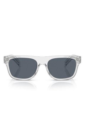Prada 55mm Pillow Sunglasses in Transparent Grey /Dark Blue at Nordstrom