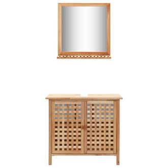 vidaXL Mueble De Lavabo Con Espejo De Madera Maciza De Nogal Vidaxl