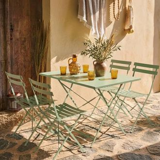 Sweeek 4-seater Folding Metal Bistro Garden Table in Green