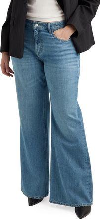 Mango Mid Rise Flare Jeans in Medium Blue at Nordstrom, Size 10