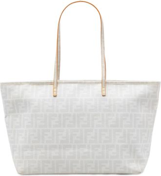 Fendi Pre-owned Womens Medium Zucca Spalmati Roll Tote - Light Grey Textile - One Size