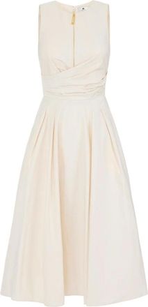 Elisabetta Franchi Kleedjes, Dames, Beige, XL, Jurk van taft-voile stof