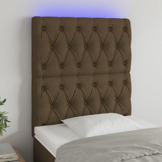 vidaXL Cabecero Con Luces Led Tela Marr&oacute;n Oscuro 80x7x118/128 Cm Vidaxl