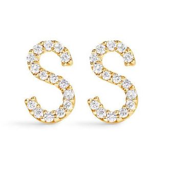 House of Brilliance 10K Gold 1/10 Cttw Diamond Initial A to Z Stud Earring in Yellow Gold | S at Nordstrom