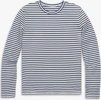 primary Adult Long Sleeve Everyday Stripe Tee in Ivory Sunwashed Navy Stripe at Nordstrom, Size X-Small
