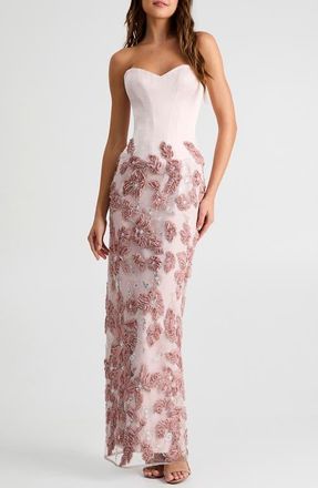 Helsi Julia Embellished Strapless Gown in Blush Pink at Nordstrom, Size Xx-Large