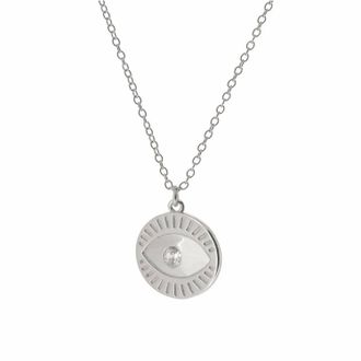 Debbie Katz Womens Evil Eye Necklace In Silver