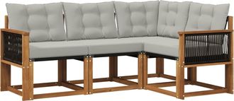 vidaXL Conjunto De Sof&aacute;s De Exterior 4 Uds. Natural Y Gris Claro Vidaxl