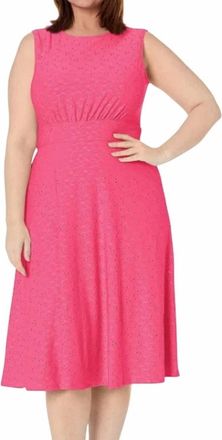 London Times Inset Waist Midi Dress In Pink
