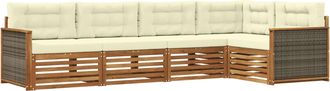 vidaXL Conjunto De Sof&aacute;s De Exterior 5 Uds. Natural Y Crema Vidaxl