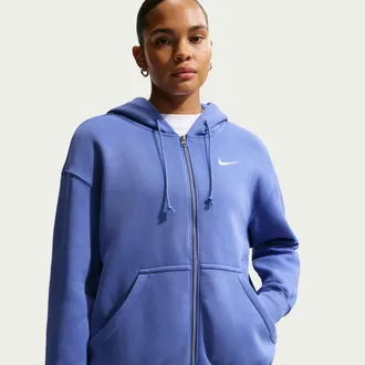Nike Womens Nike Sportswear Phoenix Fleece Oversized Full-Zip Hoodie in Blue | DQ5758-485