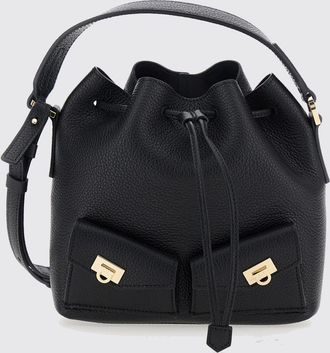 Ferragamo Mini borsa a secchiello Multipocket in pelle di vitello martellata