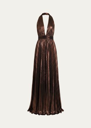 Retrof&ecirc;te Jadda Pleated Metallic Maxi Dress