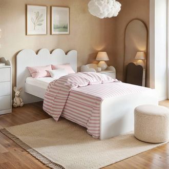 Flair Calista Ribbed Cloud Headboard Single Bed in White