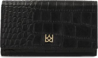 Kazar Zwarte leren portemonnee met krokodillenmotief - Dames - Portefeuilles - Zwart - ONE Size - Leer - Accessoires