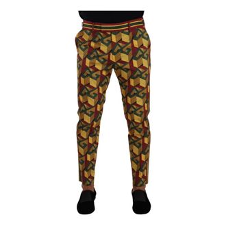 Dolce & Gabbana DG Mania Tapered Broek met All-Over Logo Print - Heren - Slim Fit Broeken - Veelkleurig - M - Katoen - Broeken