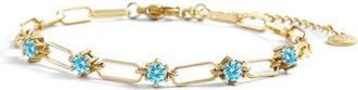 Mint & Lily Paperclip Bracelet with Gemstone Accents in December Blue Topaz /6.5 at Nordstrom