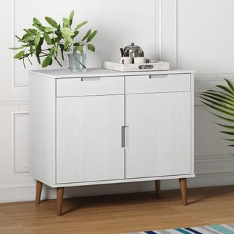 vidaXL Vidaxl - Aparador Molde Madera Maciza De Pino Blanca 90x40x80 Cm