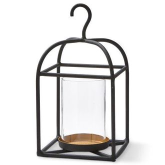 Tag Hanging Metal Glass Lantern Candle Holder Decorative Small in Black at Nordstrom