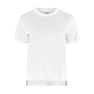 Thom Browne Camiseta de Algod&oacute;n con Detalle Tricolor - Tops - Mujer - Blanco - M