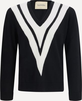 Valentino Maglia in lana vergine con V intarsiata Man S