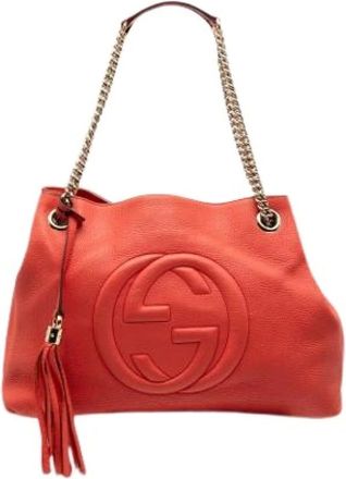 Gucci Pre-owned Tote Bags, female, Orange, Size: ONE SIZE Pre-owned The Soho Chain Tote Bag