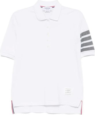 Thom Browne classic pique 4 bar short-sleeved polo top - White