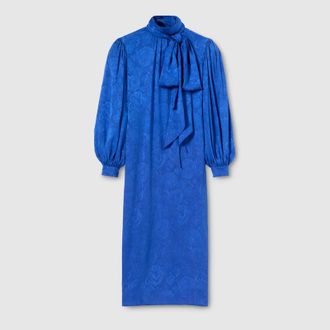 Gucci Silk Jacquard Dress, Blue, Ready-to-wear